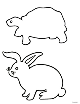 Tortoise hare free black white outlineshadow puppet templates