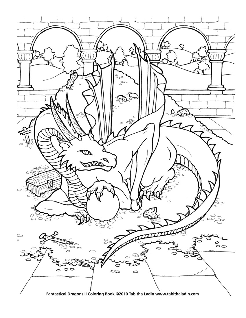 Treasure dragon coloring page by equustenebriss on