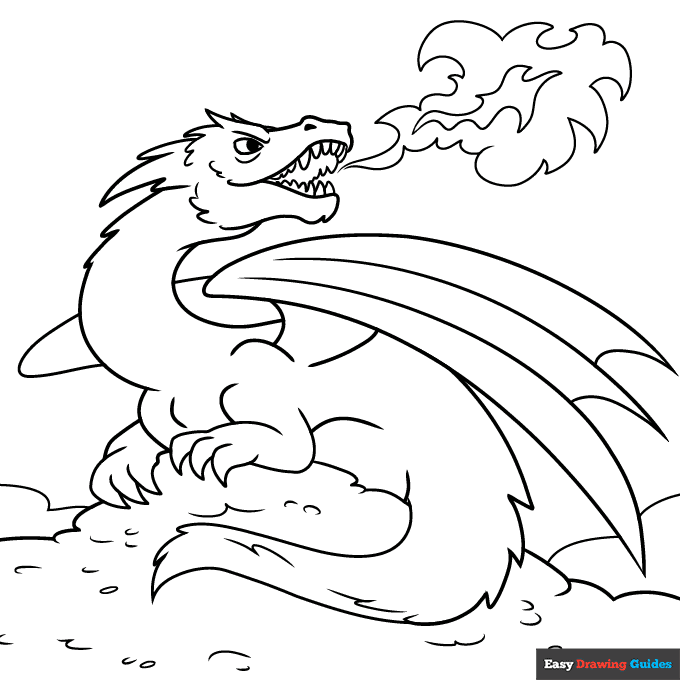 Smaug coloring page easy drawing guides