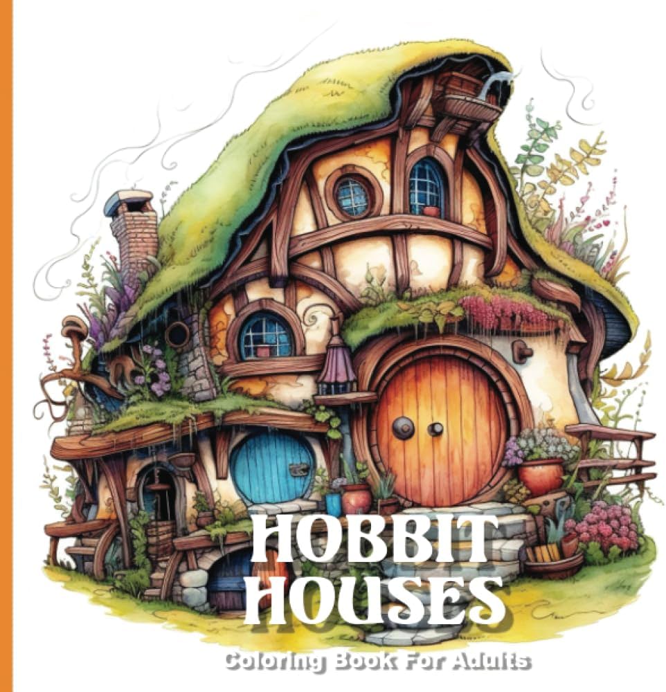 Hobbit houses a coloring book for adults and a colorful journey into a fantasy world fantasy coloring book design prika books