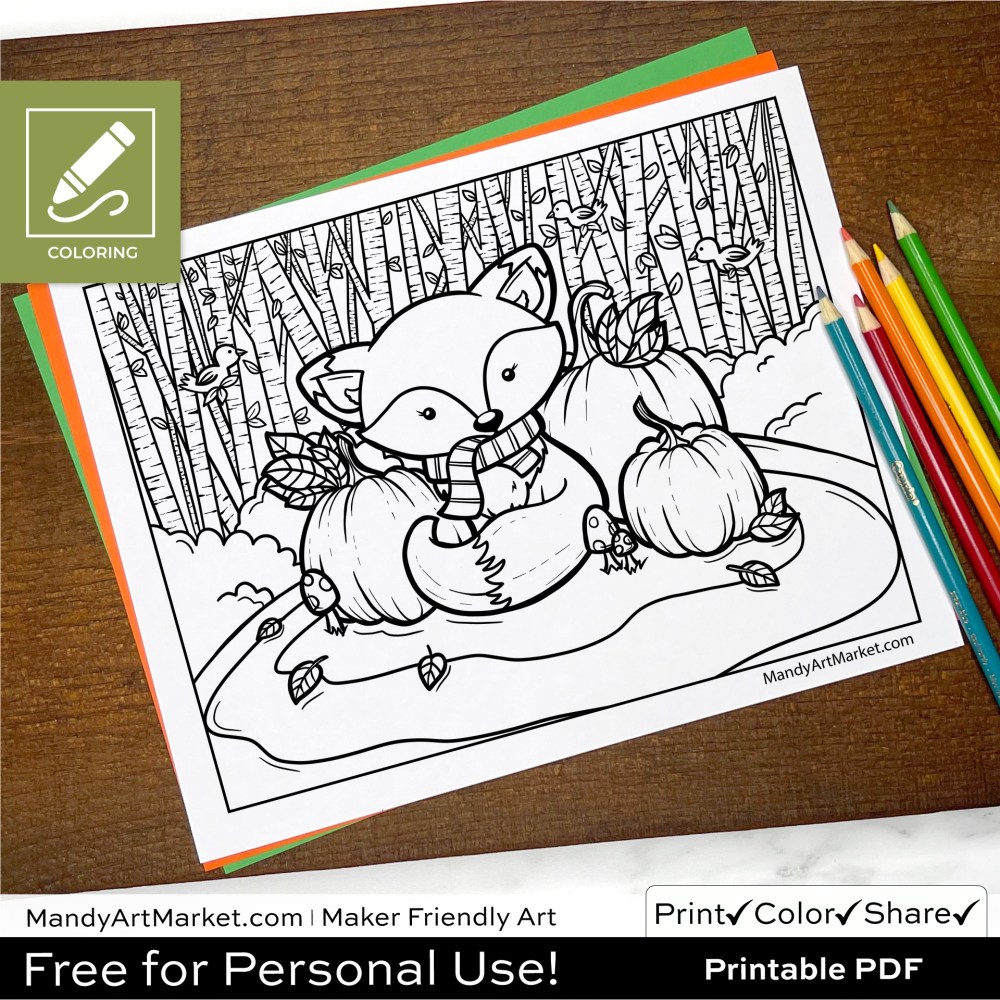 Free fall fox coloring sheet