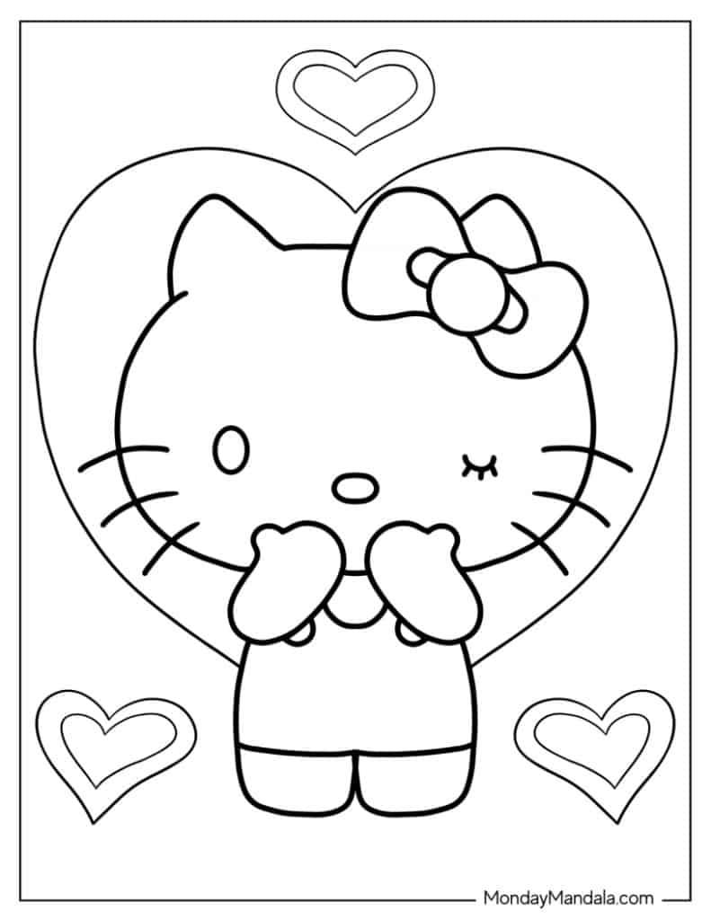 Hello kitty coloring pages free pdf printables