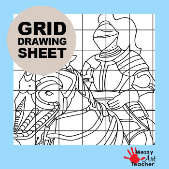 Knight in armor grid drawing worksheet for middlehigh grades tpt