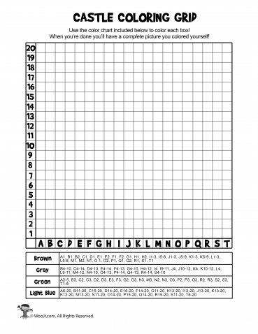 Magical castle grid coloring page woo jr kids activities childrens publishing mystery pictures halloween mystery pictures christmas mystery pictures