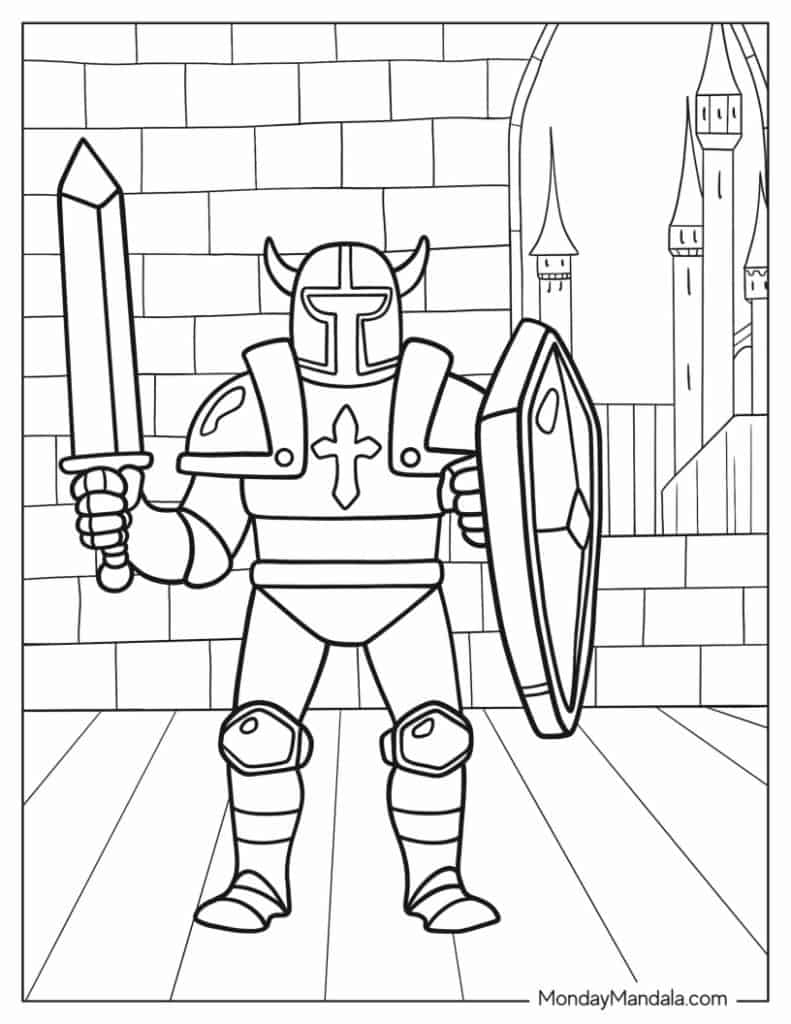 Knight coloring pages free pdf printables