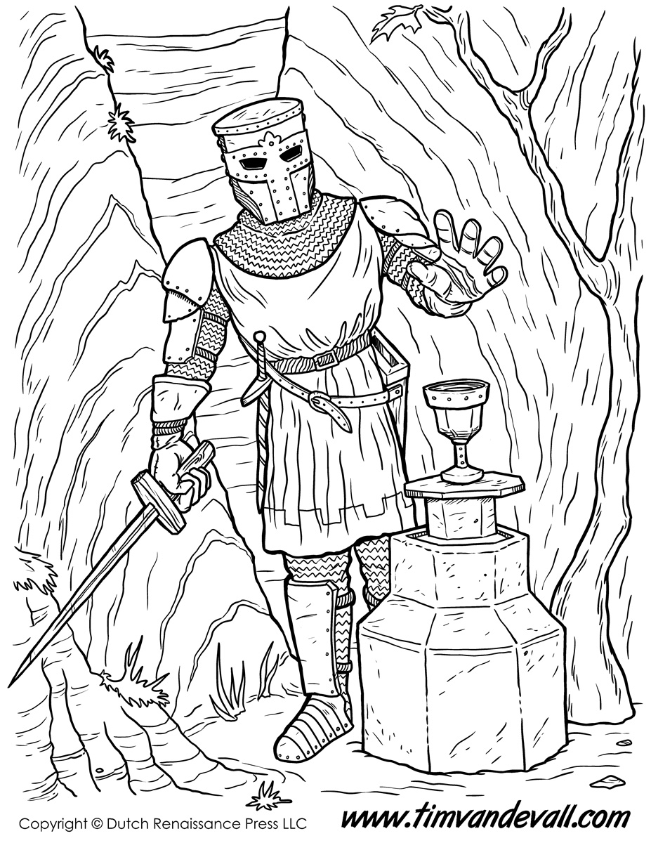 Knight in search of holy grail coloring page â tims printables