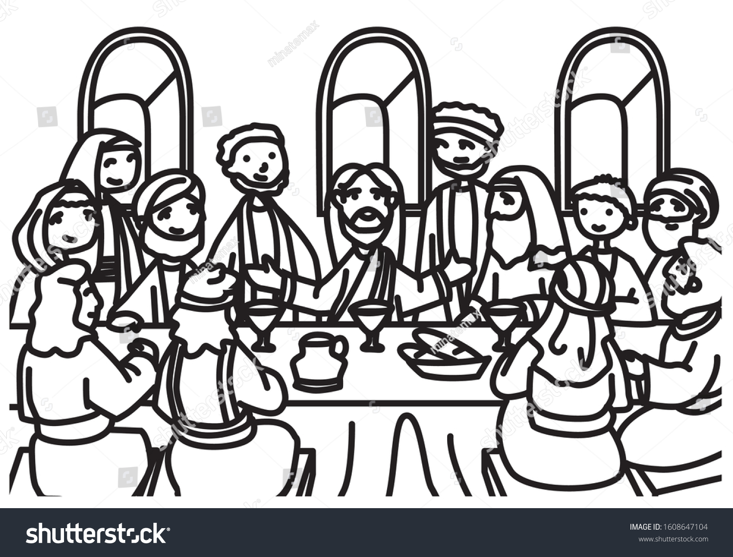 Last supper coloring book stock vector royalty free