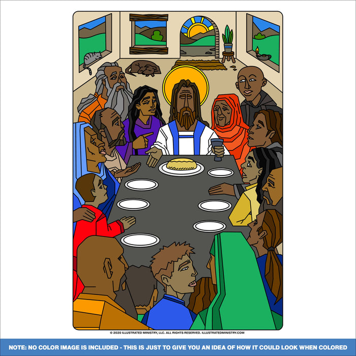 Last supper coloring page poster â illustrated ministry