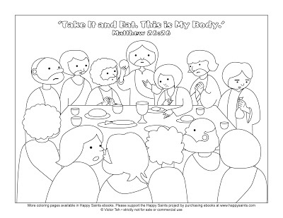 Happy saints free coloring page of the last supper coloring pages sunday school crafts coloring pages inspirational