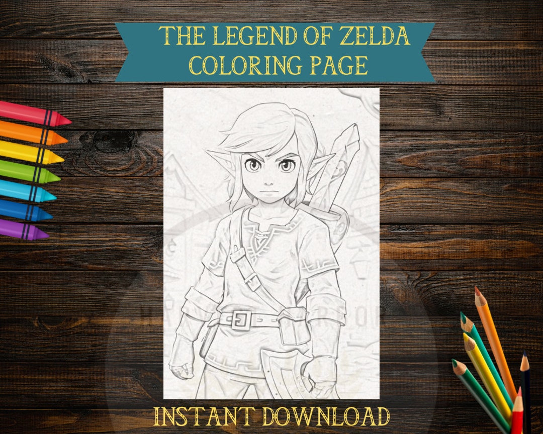 Fun past time legend of zelda coloring pages link princess zelda triforce coloring page fantasy loz gamer coloring ai art coloring book