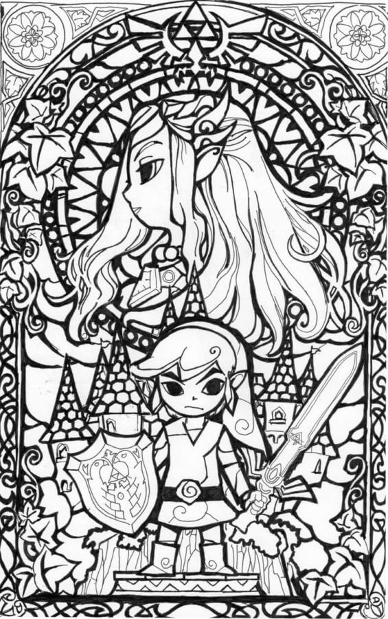 The legend of zelda coloring pages