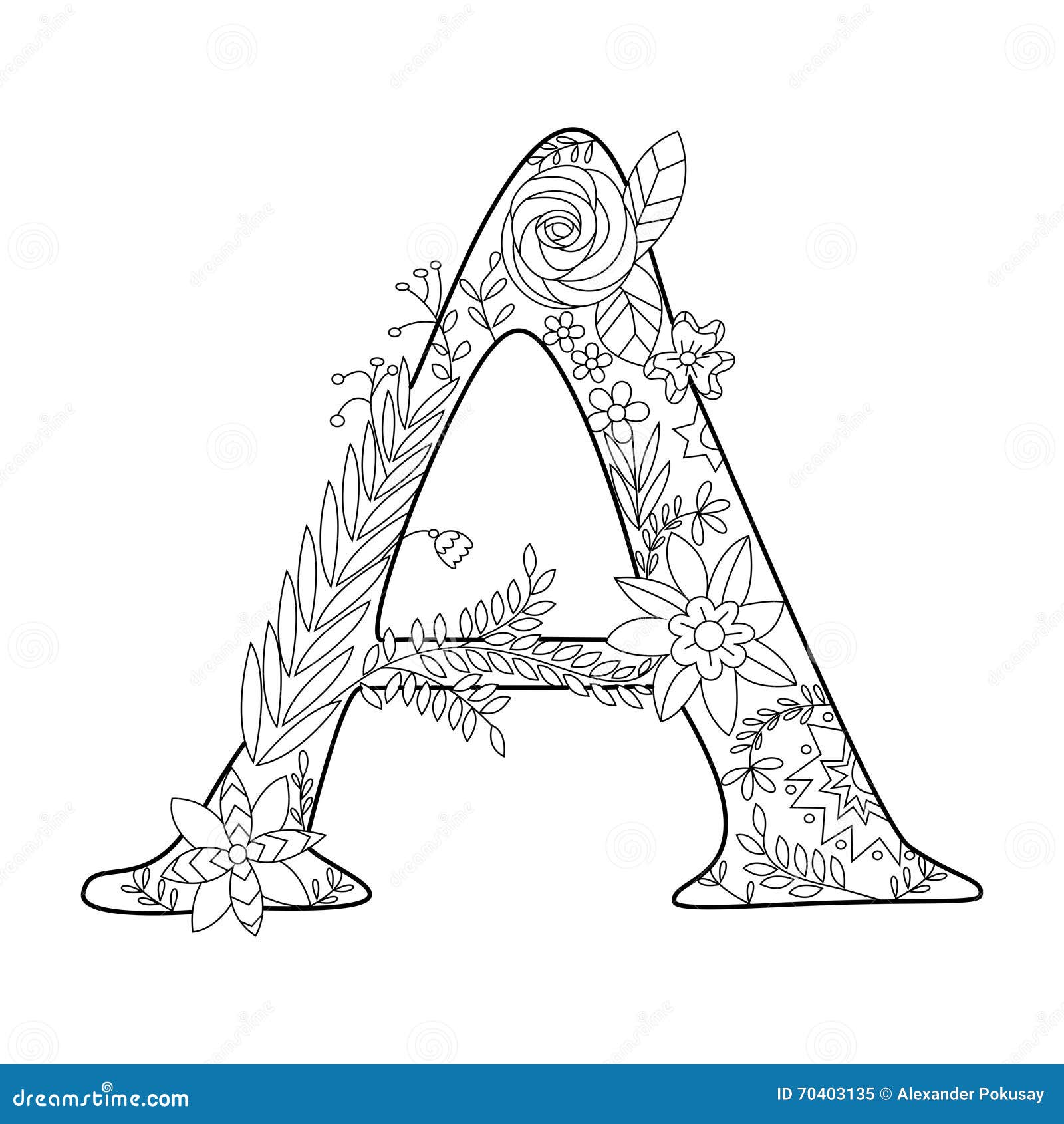Letter a coloring book for adults vector stock vector