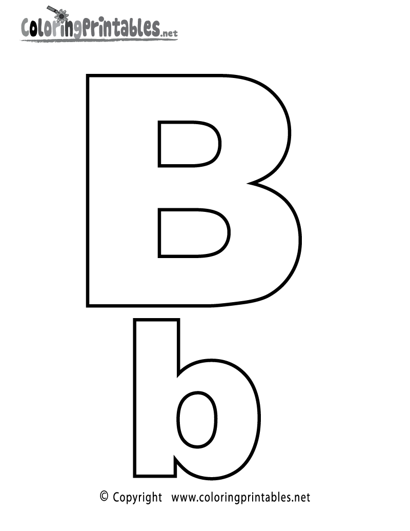 Free printable alphabet letter b coloring page