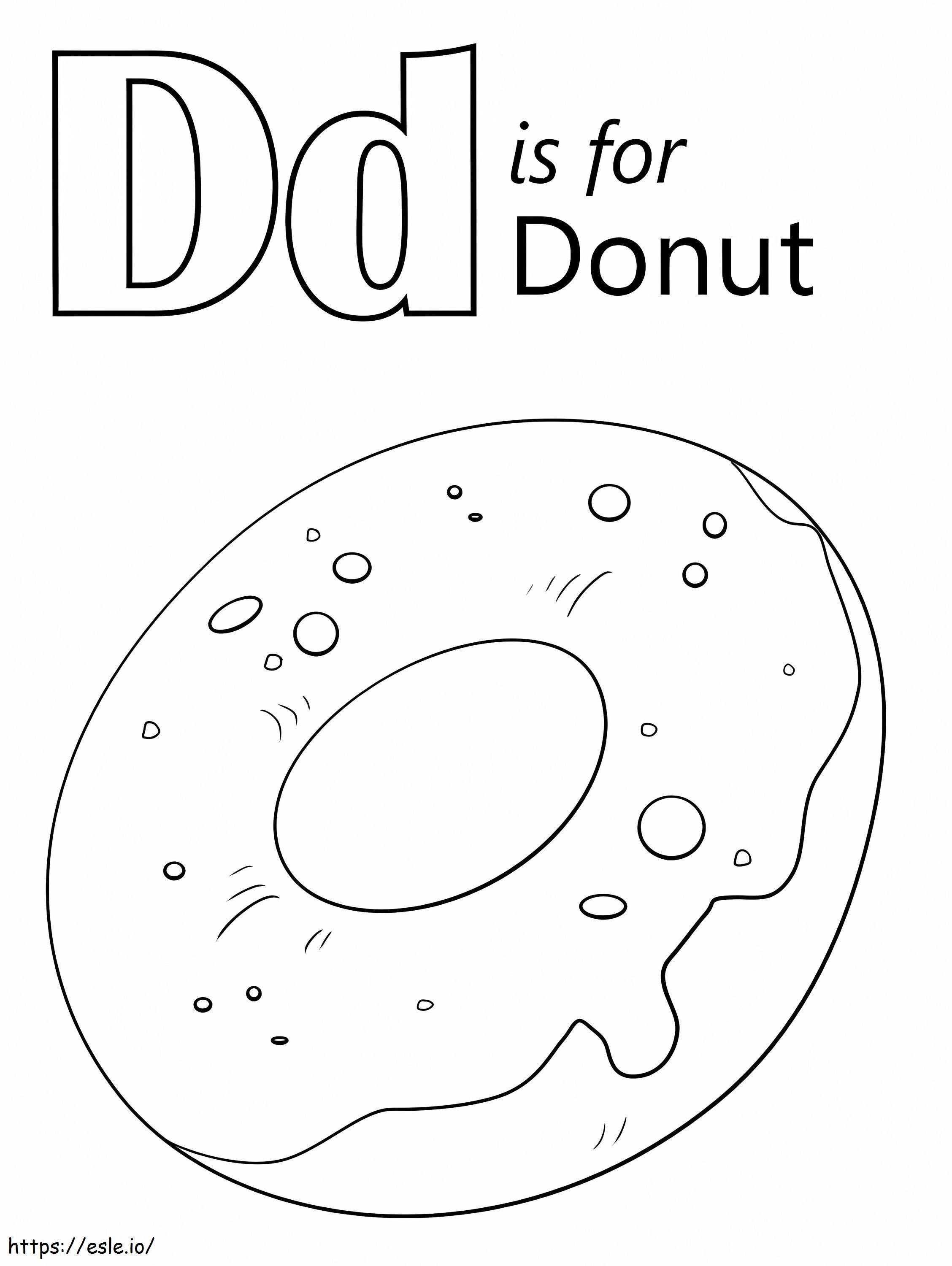 Donut letter d coloring page