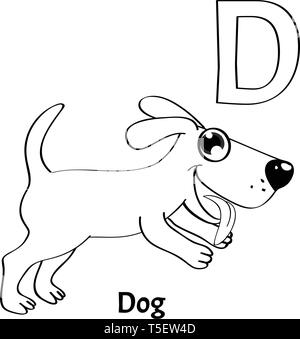 Vector alphabet letter d coloring page dog stock vector image art