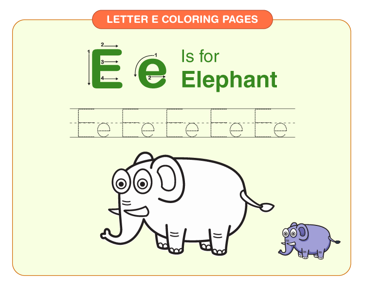 Letter e coloring pages download free printables for kids