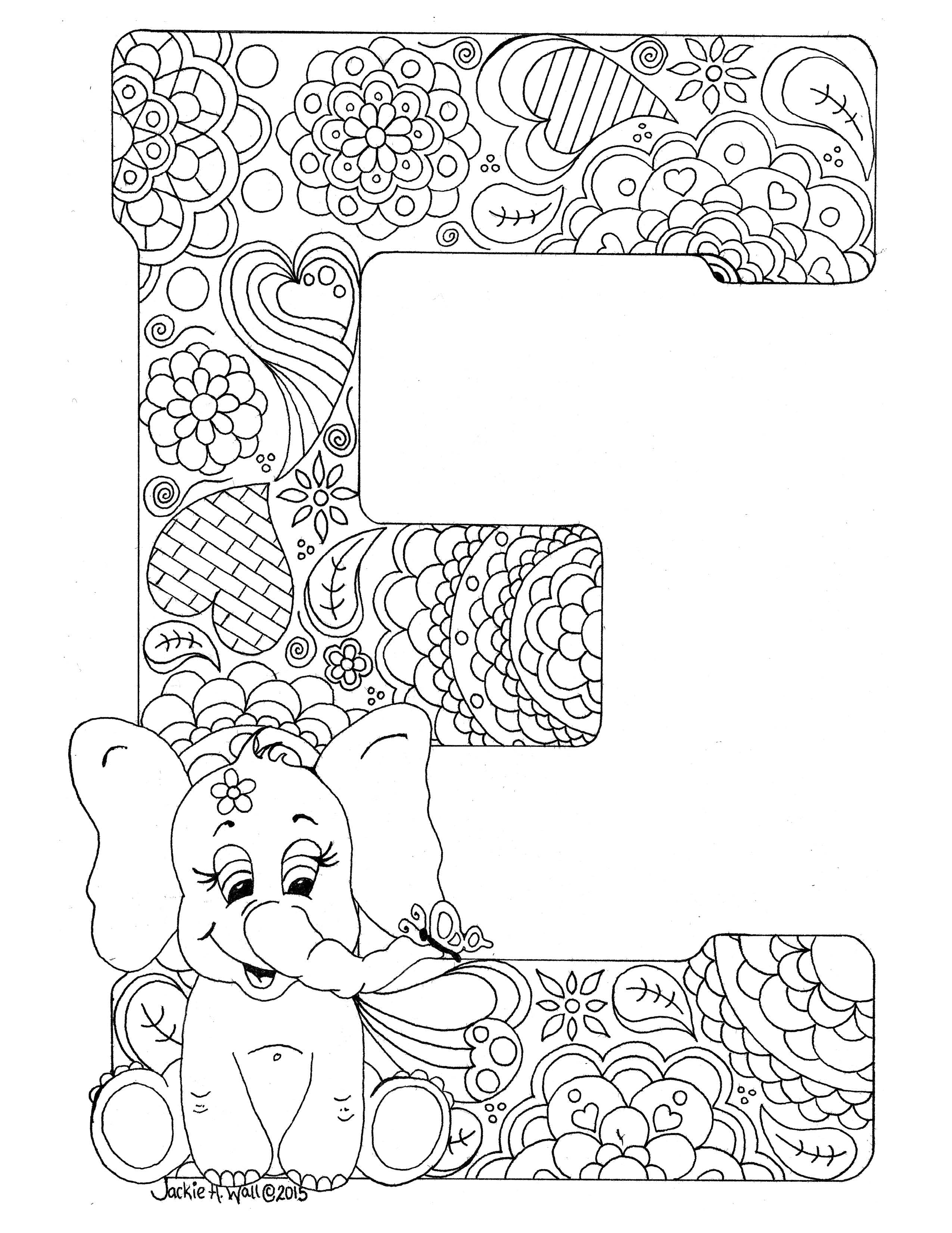 Letter e colouring page â jackie wall studio