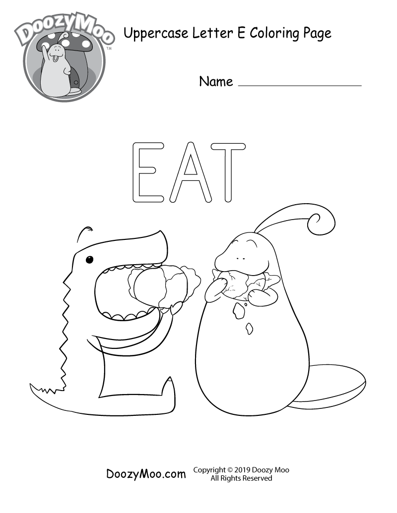 Cute uppercase letter e coloring page free printable