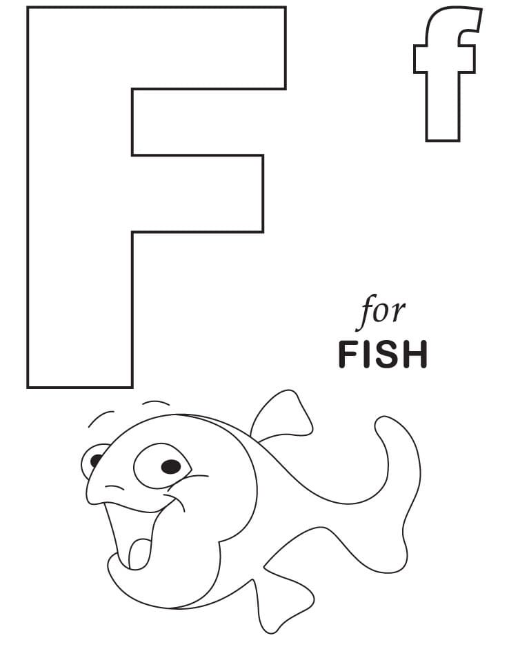 Fish and letter f coloring page