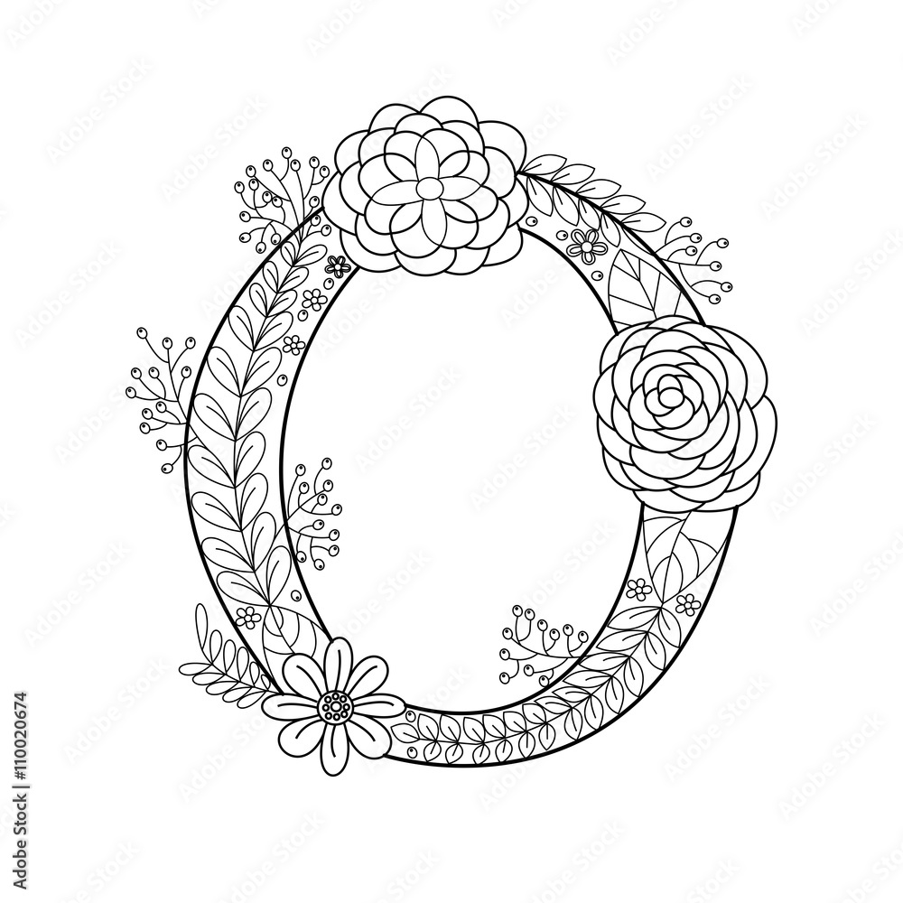 Letter o coloring book for adults vector vector