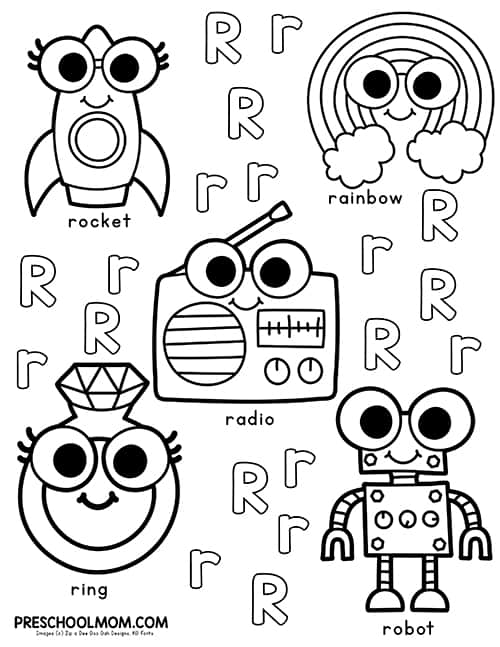 Letter r preschool printables