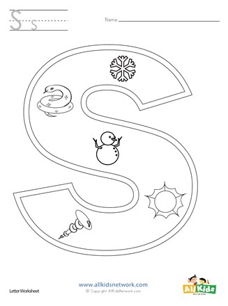 Letter s coloring page all kids network