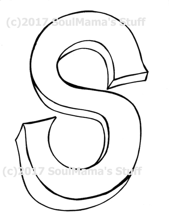 Blank capital letter s coloring page digital download printable alphabet nursery decor teacher supplies homeschool supplies