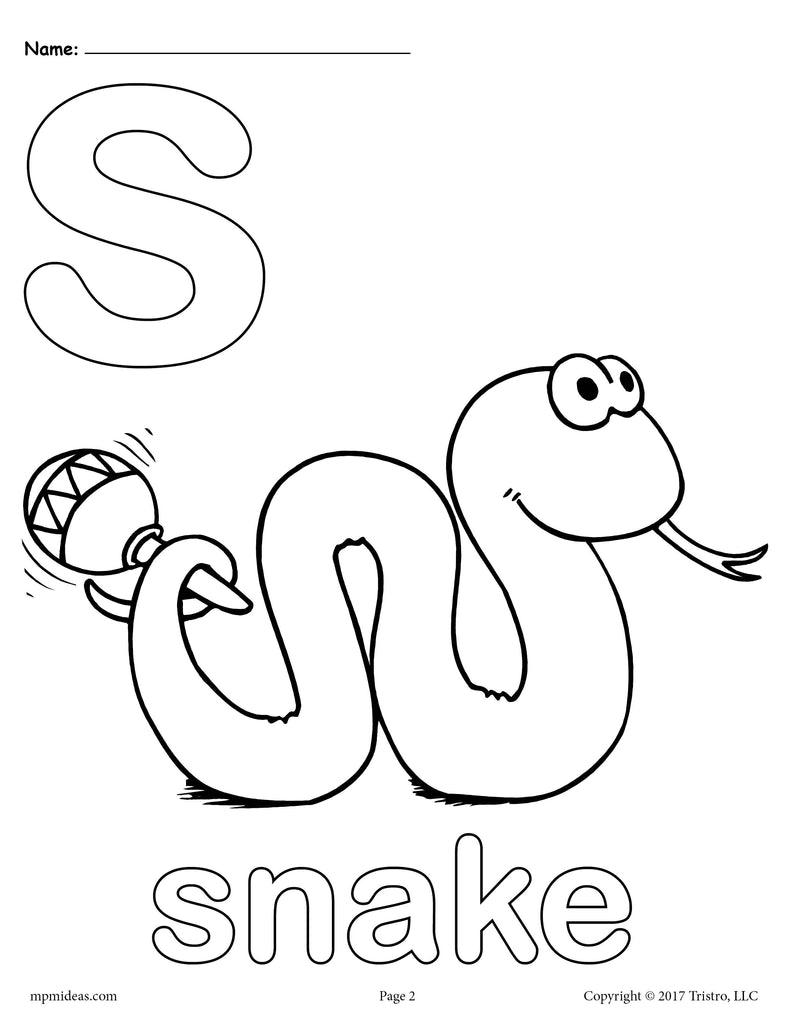 Letter s alphabet coloring pages