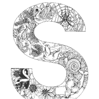 Animal and plant alphabet letter s coloring pages