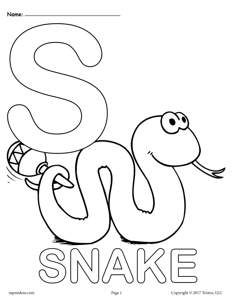 Letter s alphabet coloring pages