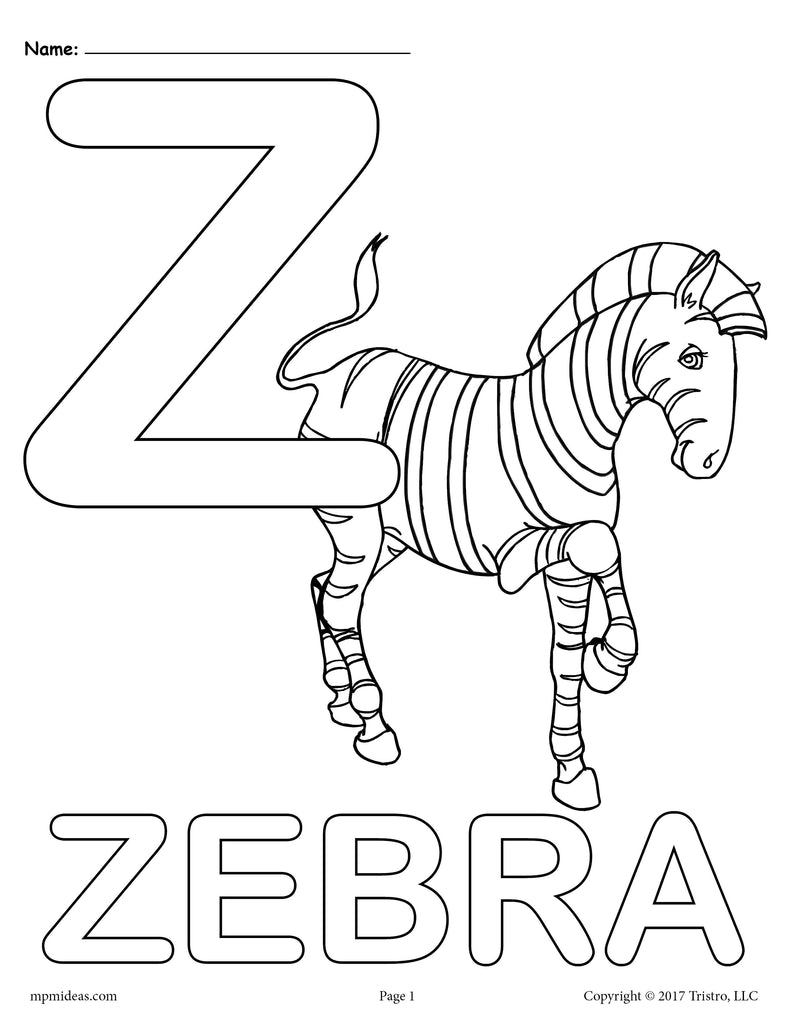 Letter z alphabet coloring pages