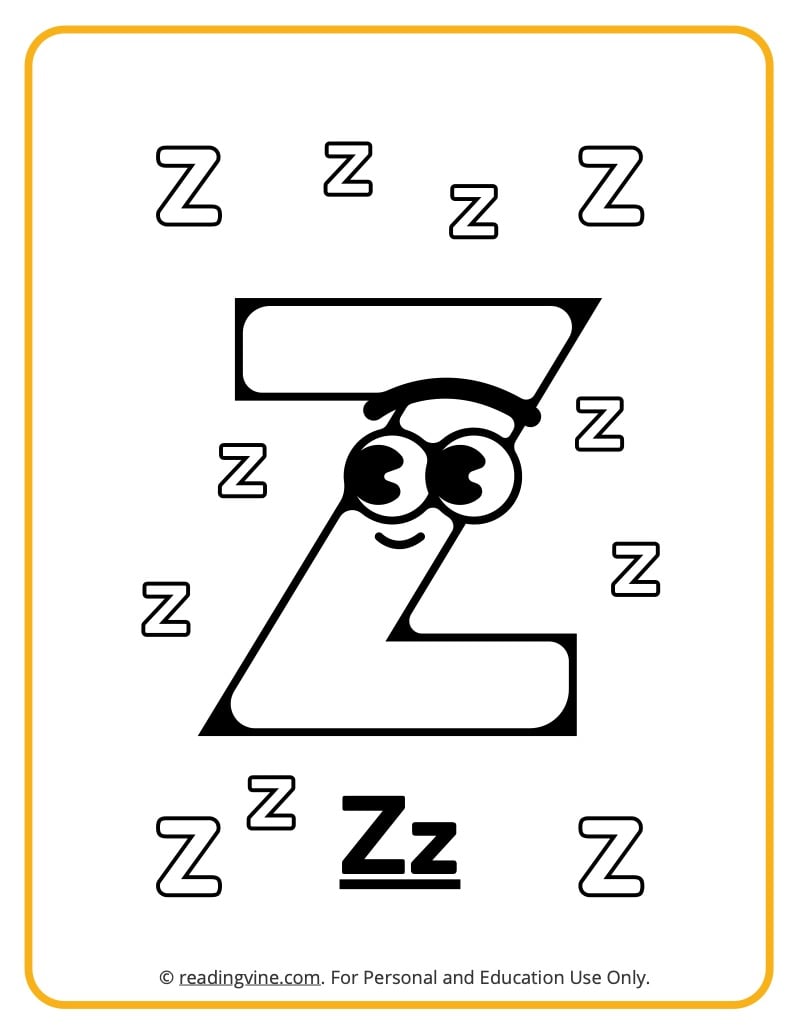 Letter z coloring pages