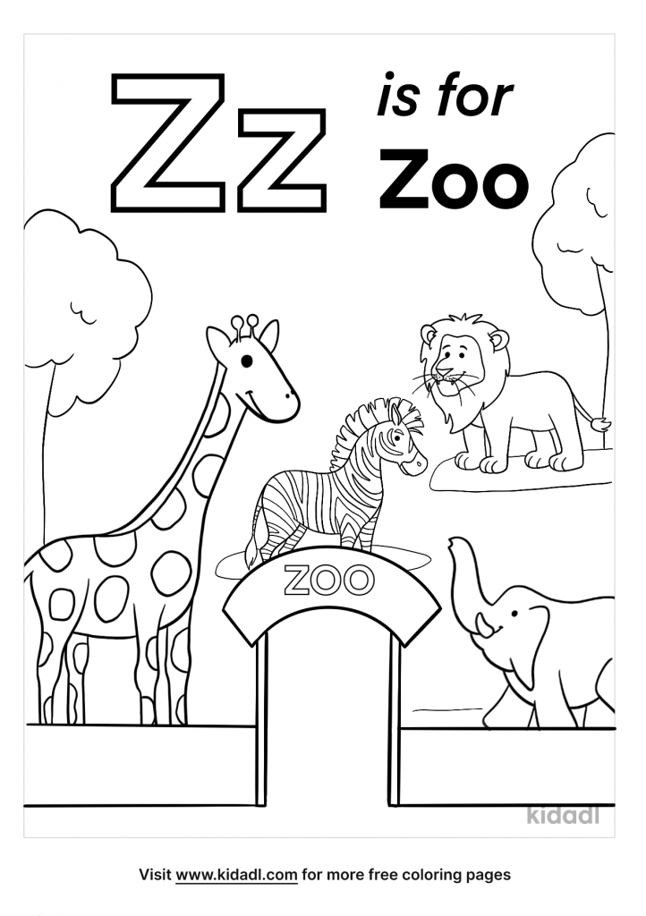 Letter z coloring page for kids