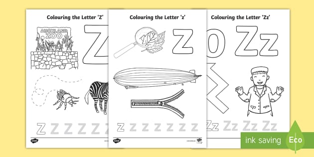 Letter z coloring pages teacher