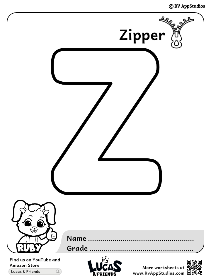 Letter z coloring pages