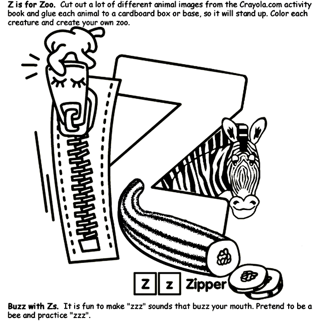 Alphabet z coloring page