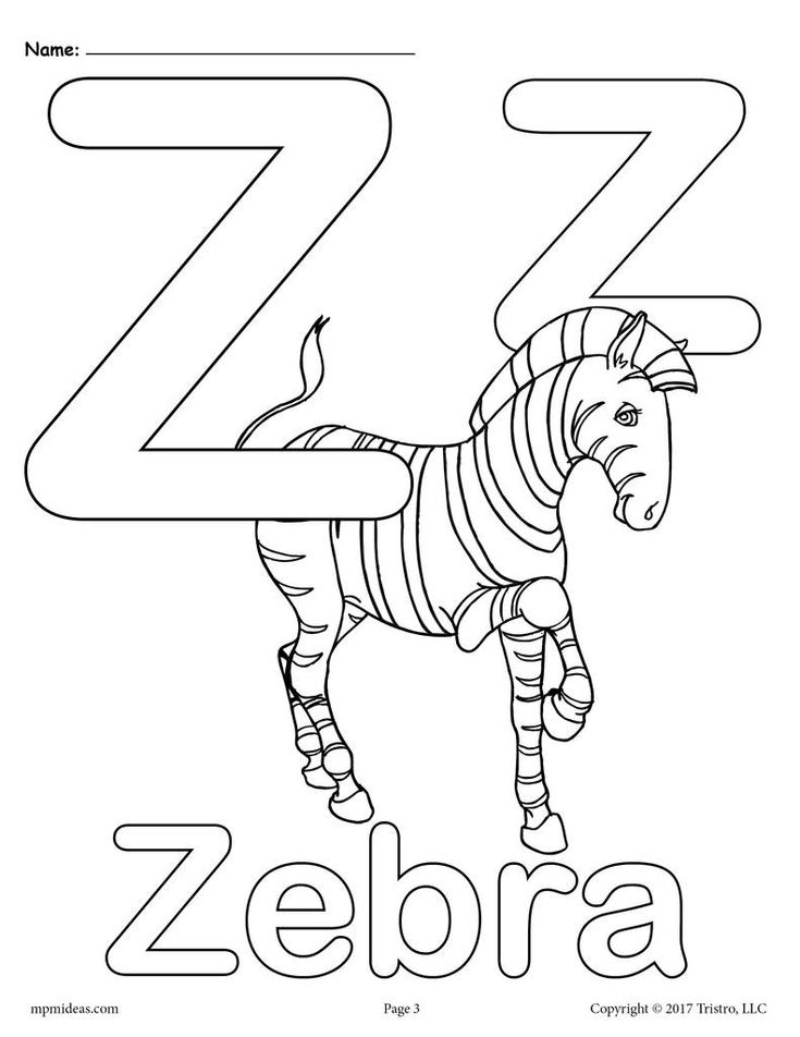 Letter z alphabet coloring pages