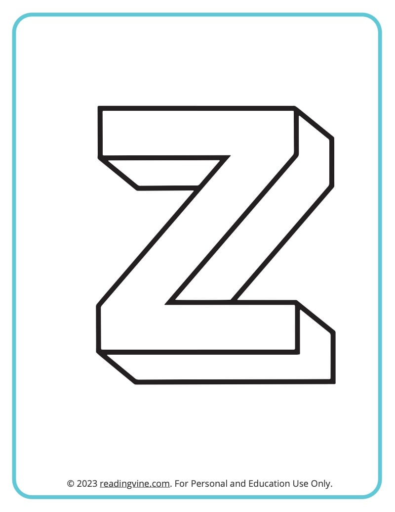 Letter z coloring pages