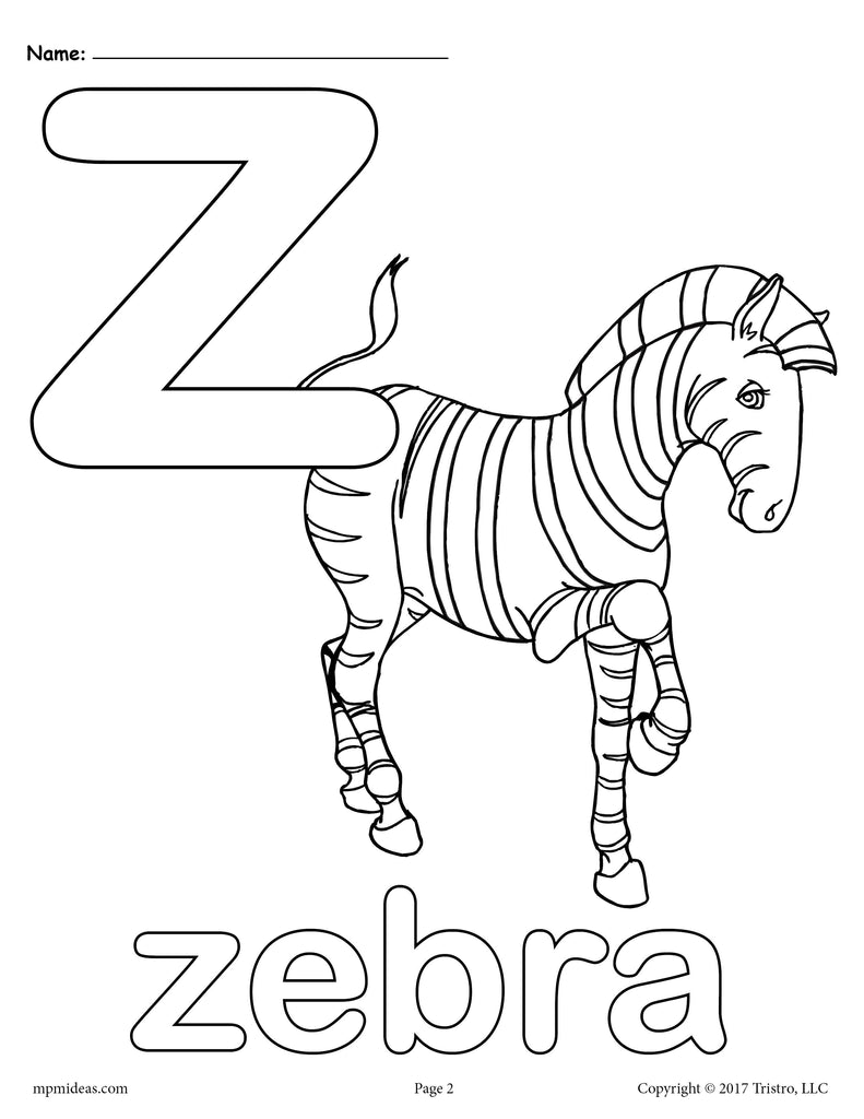 Letter z alphabet coloring pages