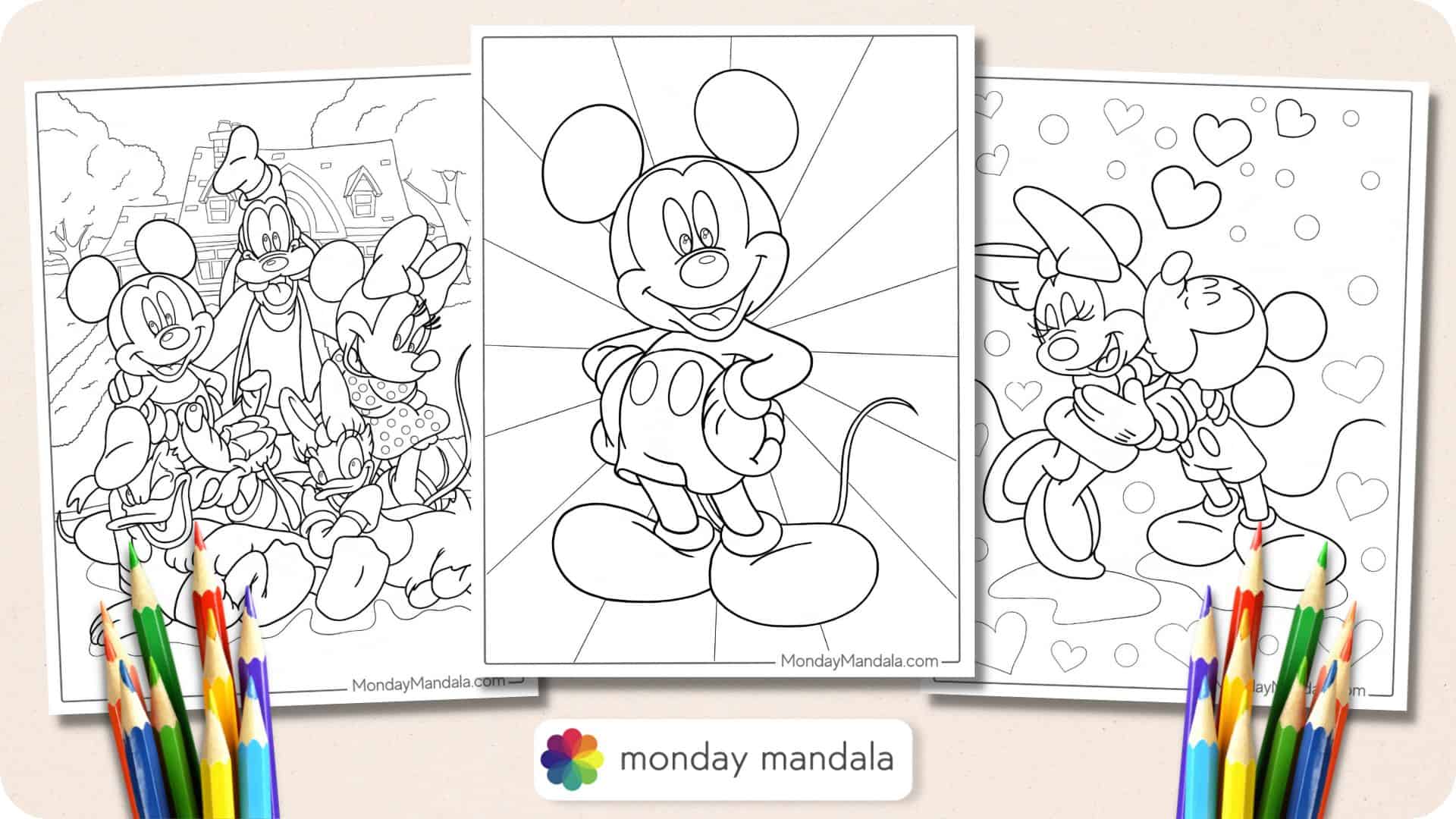 Mickey mouse coloring pages free pdf printables