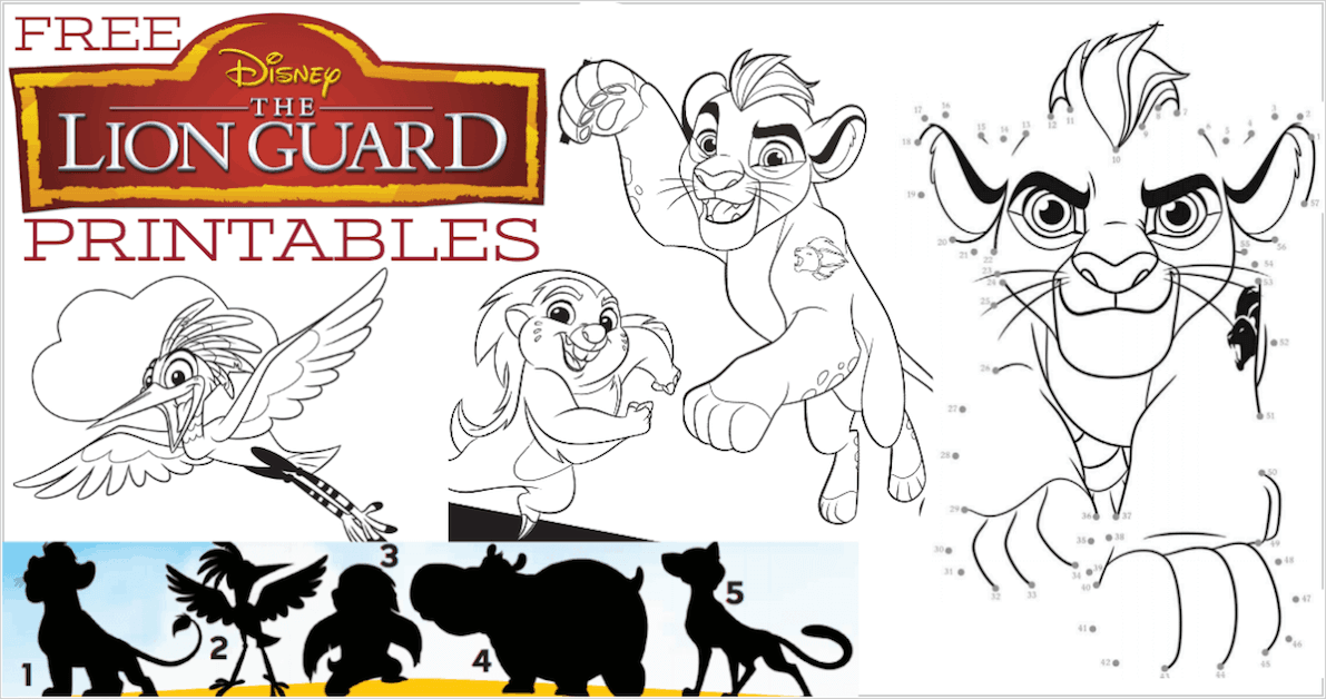The lion guard printables with beshte kion and other characters