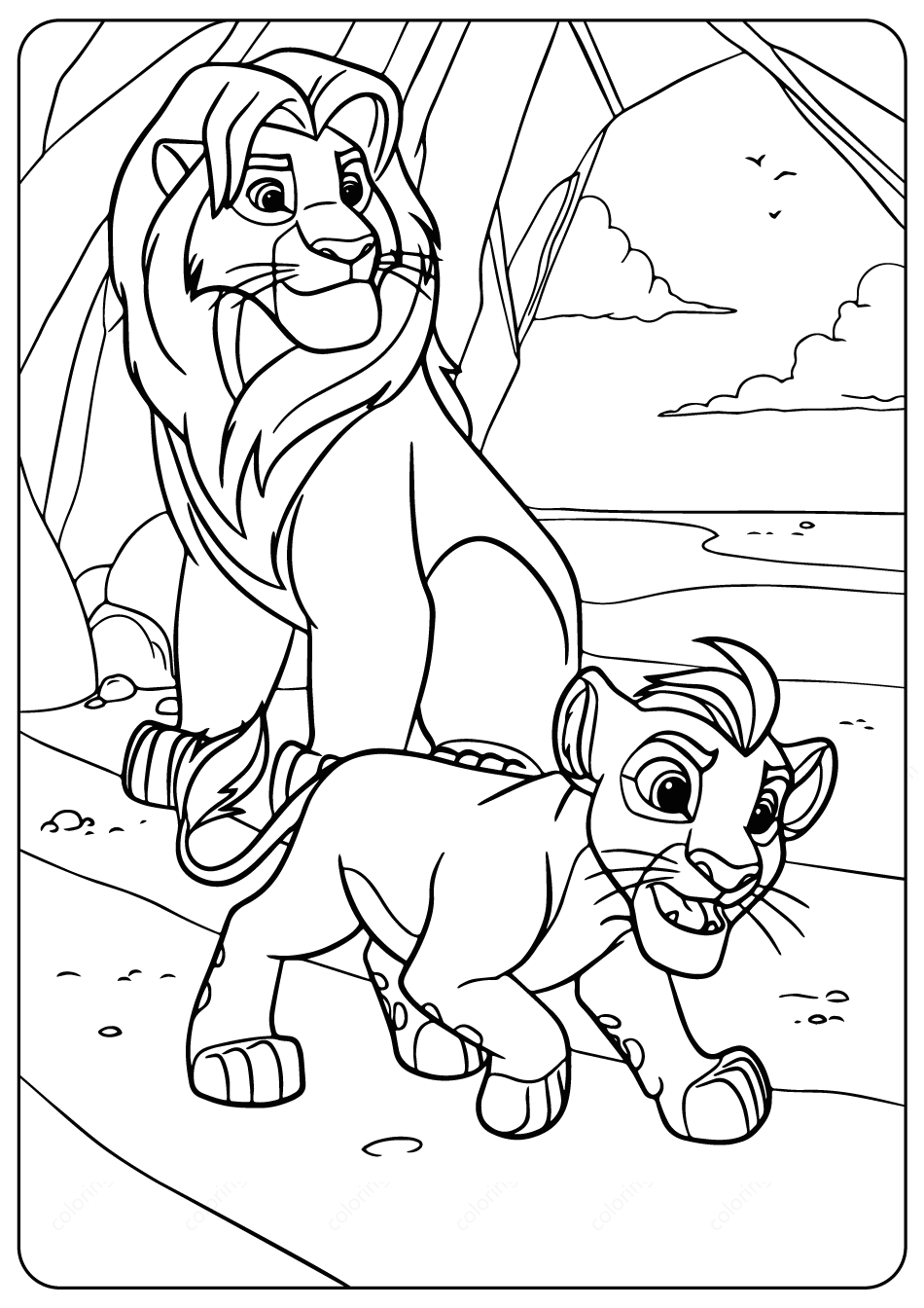 The lion guard kion and simba coloring pages