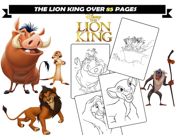 The lion king coloring book for children timon pumba simba cartoon coloring pages instant download coloring sheets for boys and girls