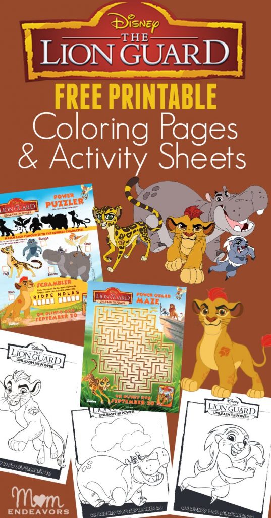 Disneys the lion guard coloring pages activity sheets