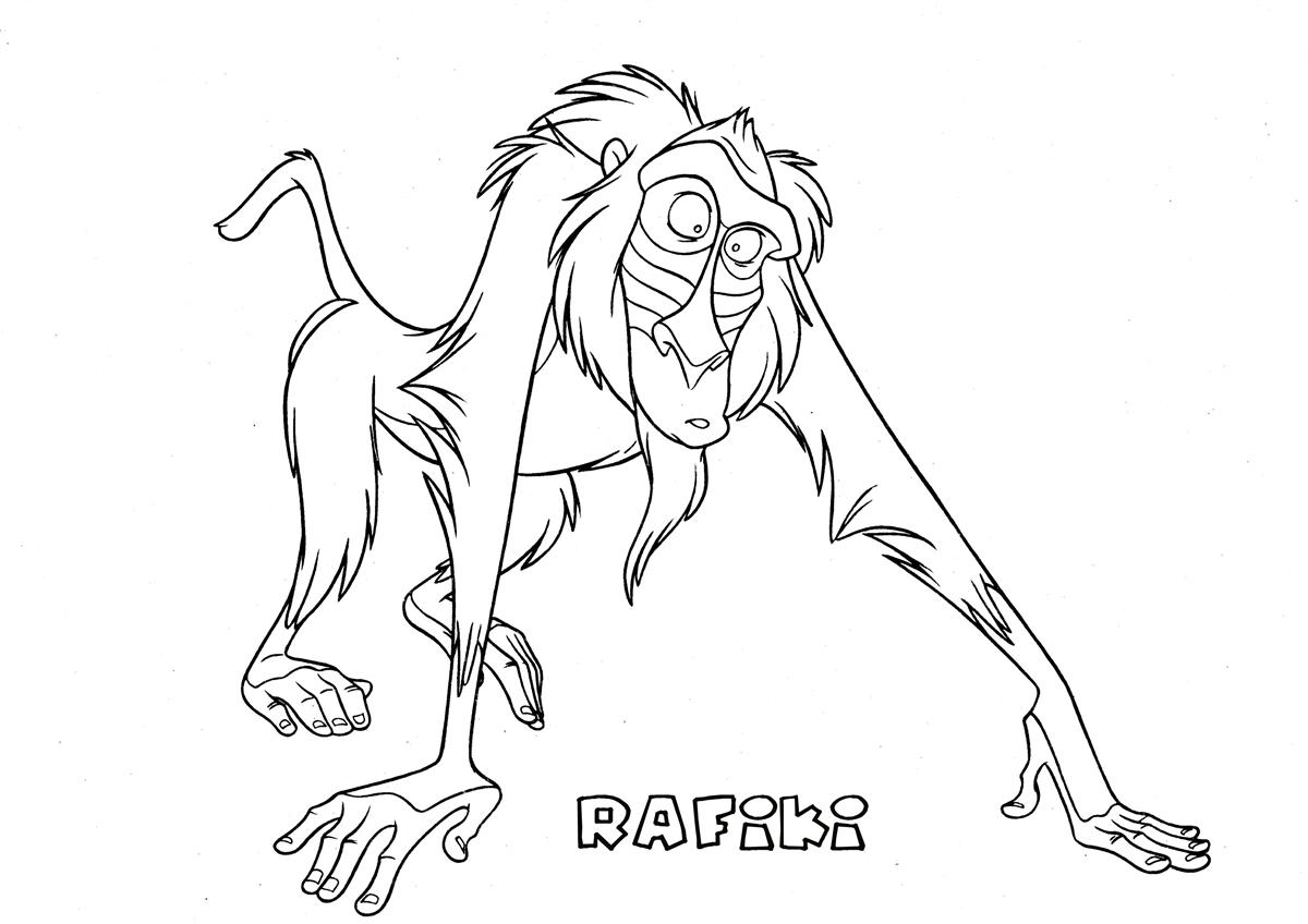 Rafiki the lion king coloring page