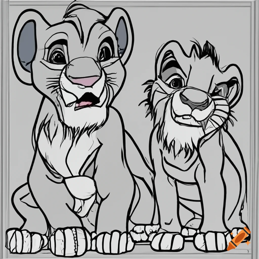 Simba and the lion kingbeauty and the beast black and white for coloring on