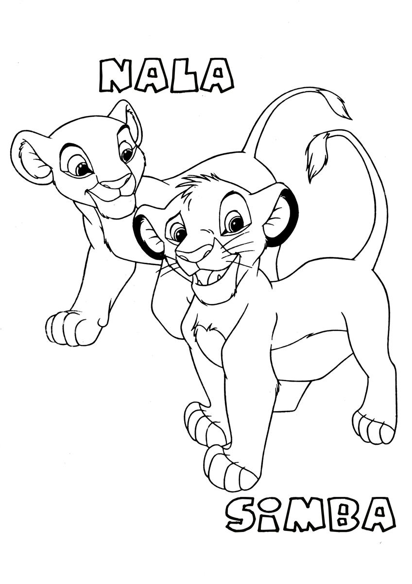 Simba and nala the lion king coloring page
