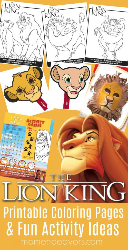 Disneys the lion king printable coloring pages activity ideas