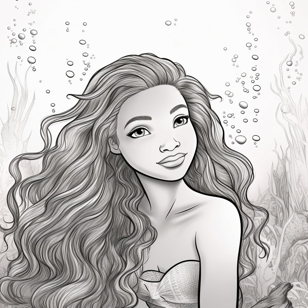 The little mermaid halle bailey coloring page