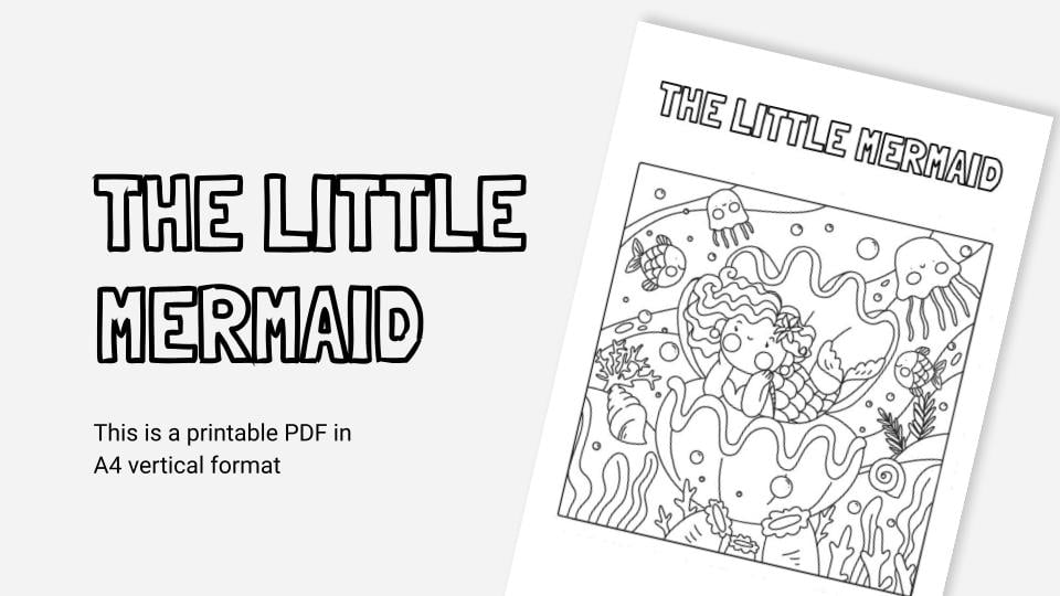 Color the little mermaid printable coloring worksheet